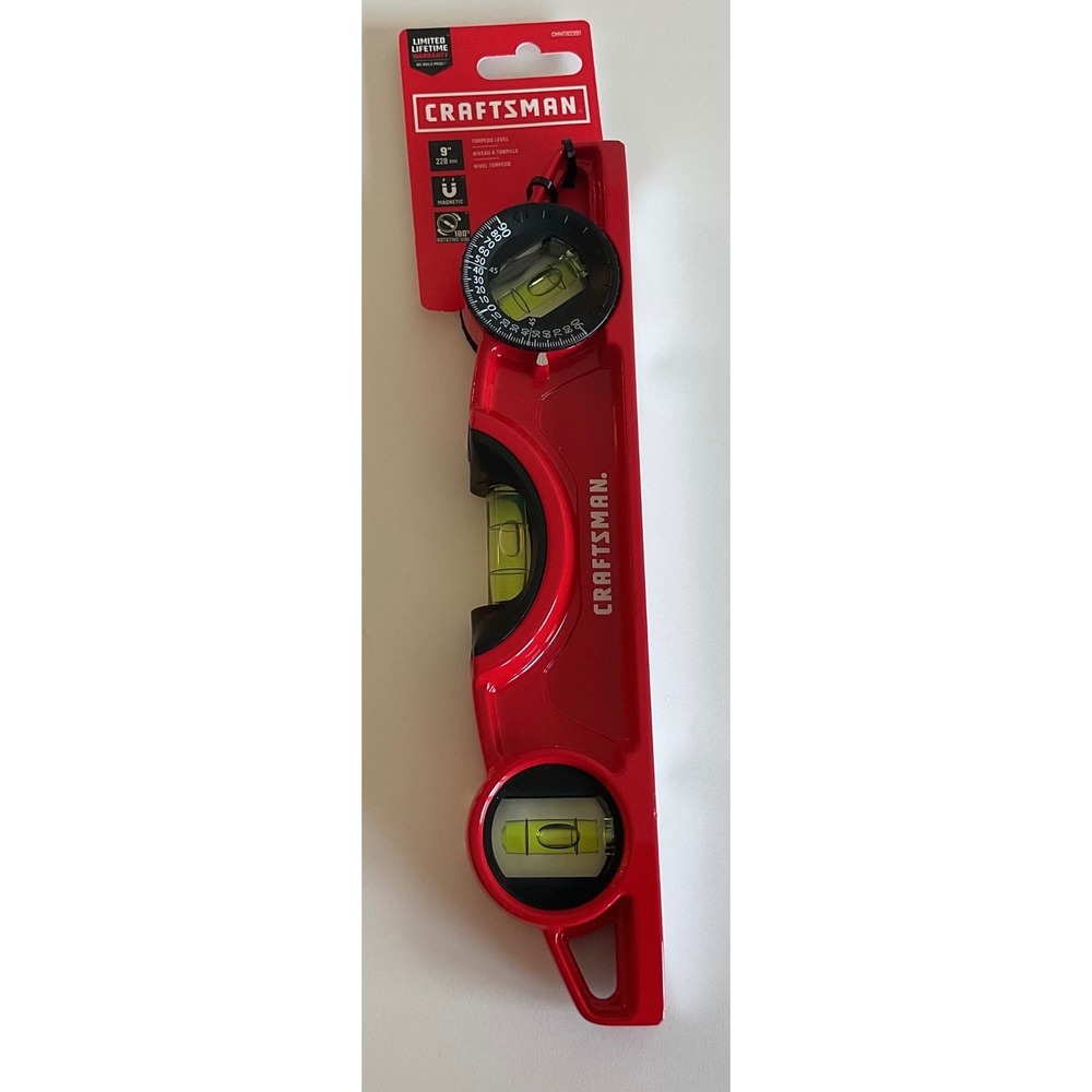 Craftsman 9" Magnetic Torpedo Level 3 Vials 180 Degree Rotating CMHT82391